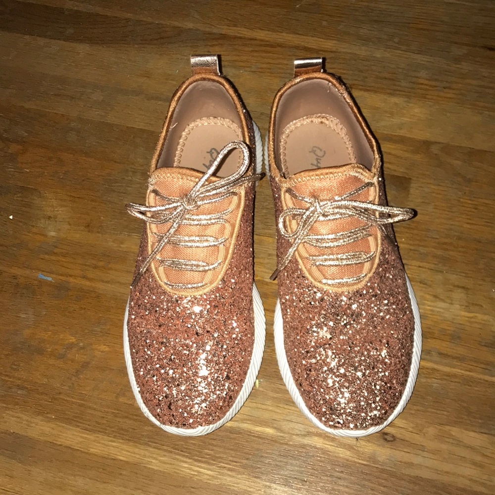 Rose gold sparkly sneakers